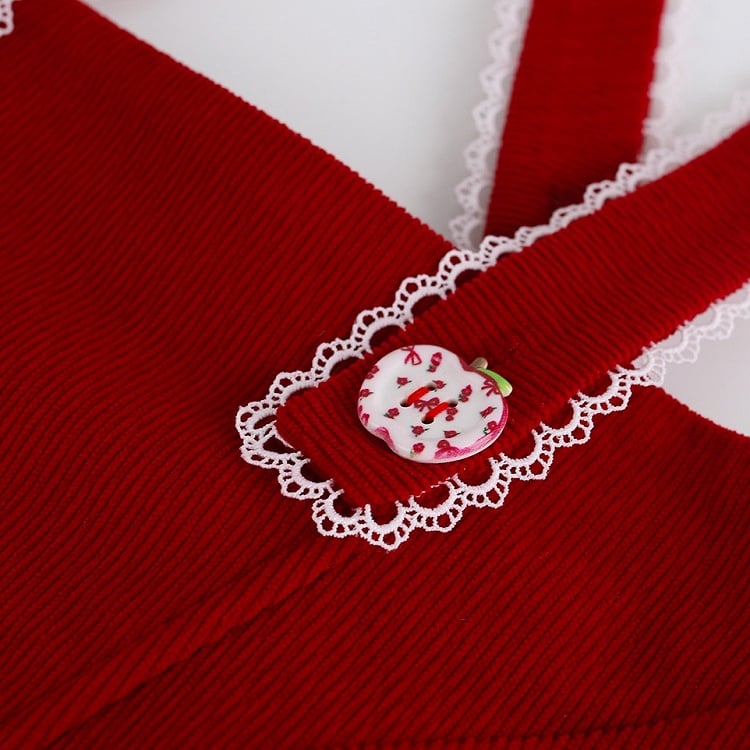 Salopette Short Bulle Rouge Dentelle - Sérénité