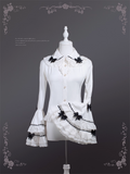 Decoration Black Bowknots White Peter Pan Collar Bell Sleeves Blouse