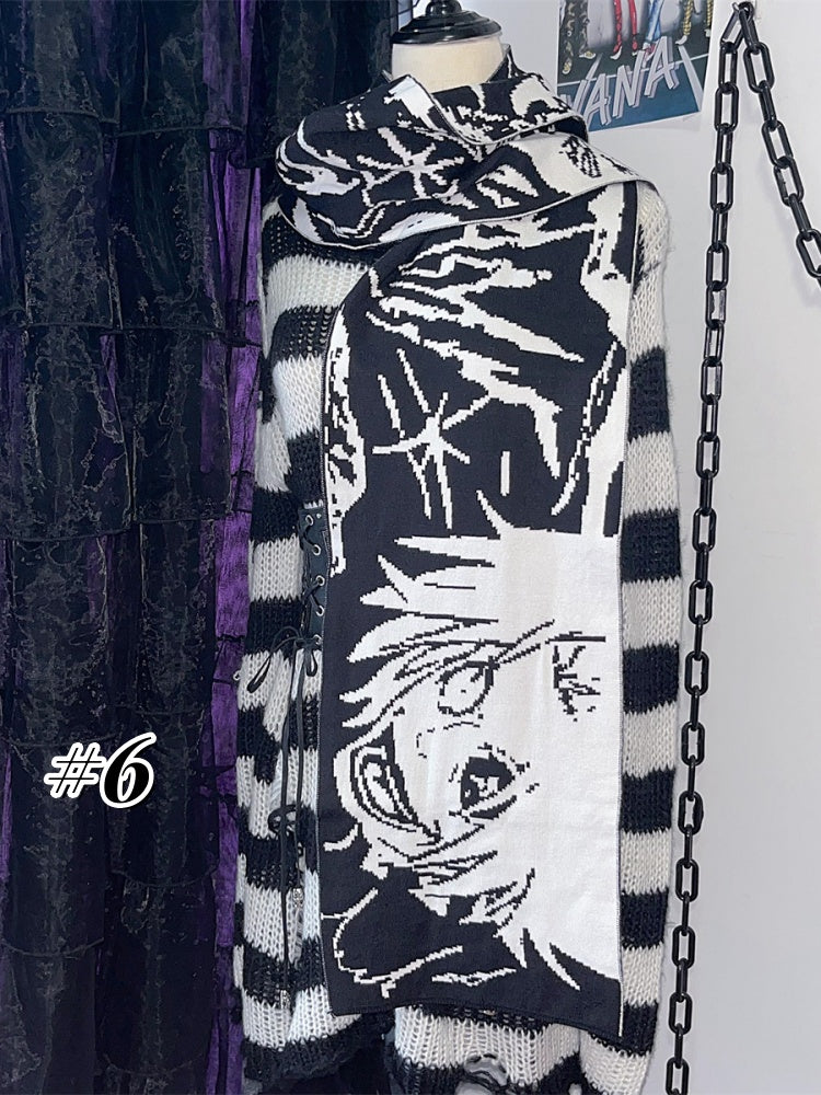 10 Optionen Punk Anime Print Schal