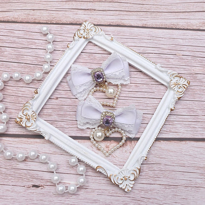 Bowknot Hairclip Options Lace Kei Jirai Charm 10 Heart Pearl Color