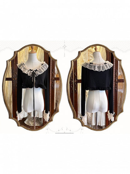 Lace Trim Cardigan with Black Bow - Sweetheart Macaron Lolita