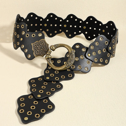 Black PU Multi-Eyelet Belt Waist