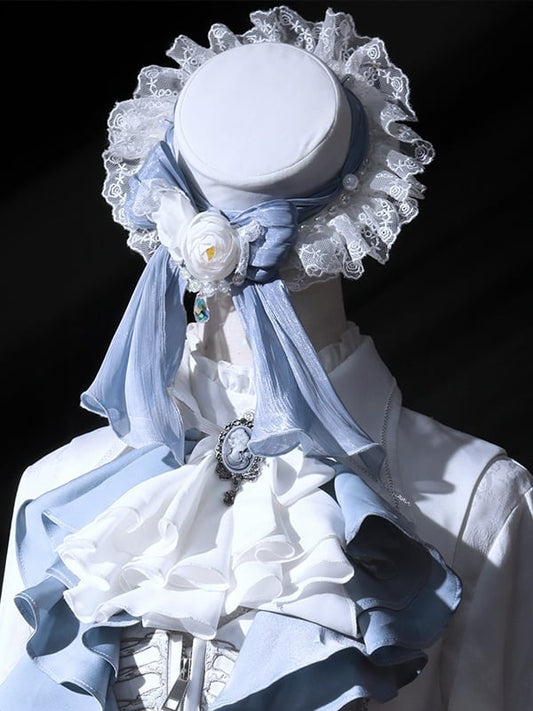 White Lace Trim Hat Floral Mini