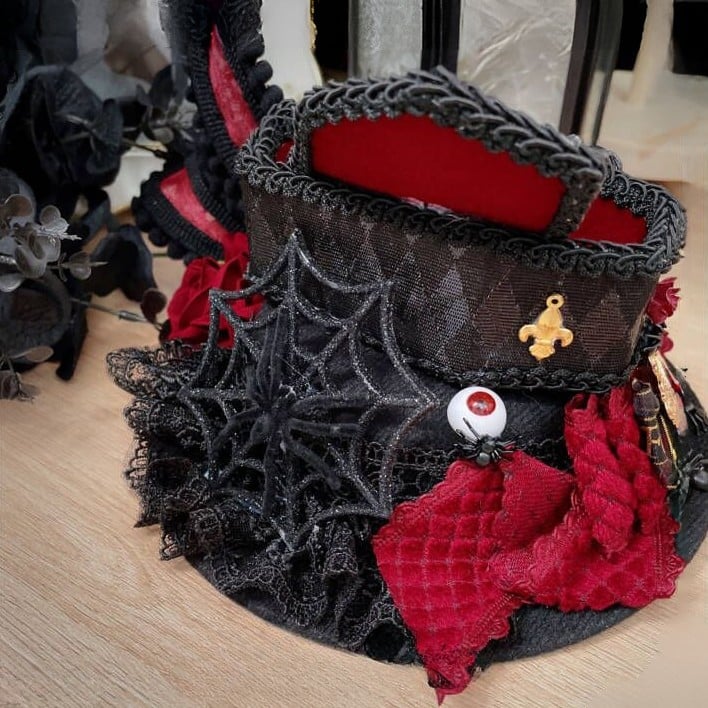 Ears Cross Rhinestone Mini Goth Pastel Hat 3 Decorated Color Options Bunny