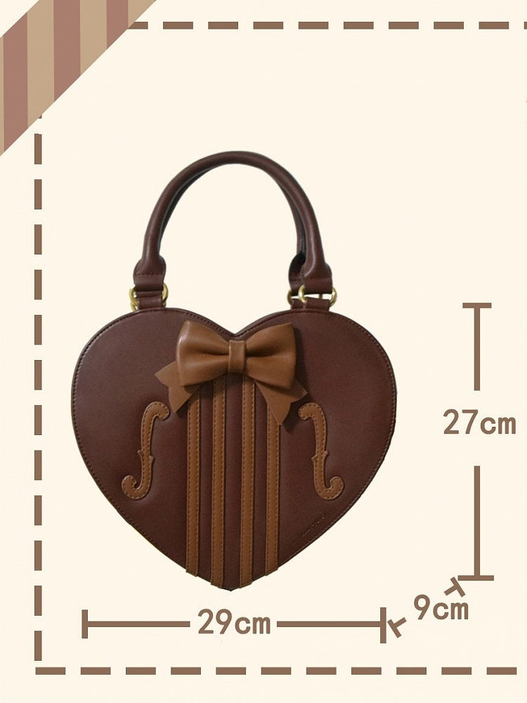 Heart-Shaped Lolita Crossbody Bag with Violin Theme in Three Colors - Morning Glory