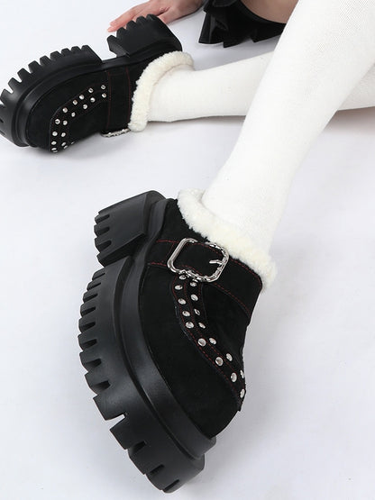 High Buckle Slip-Ons Backless - Punk Platform Accents Birkenstock Heel with Block