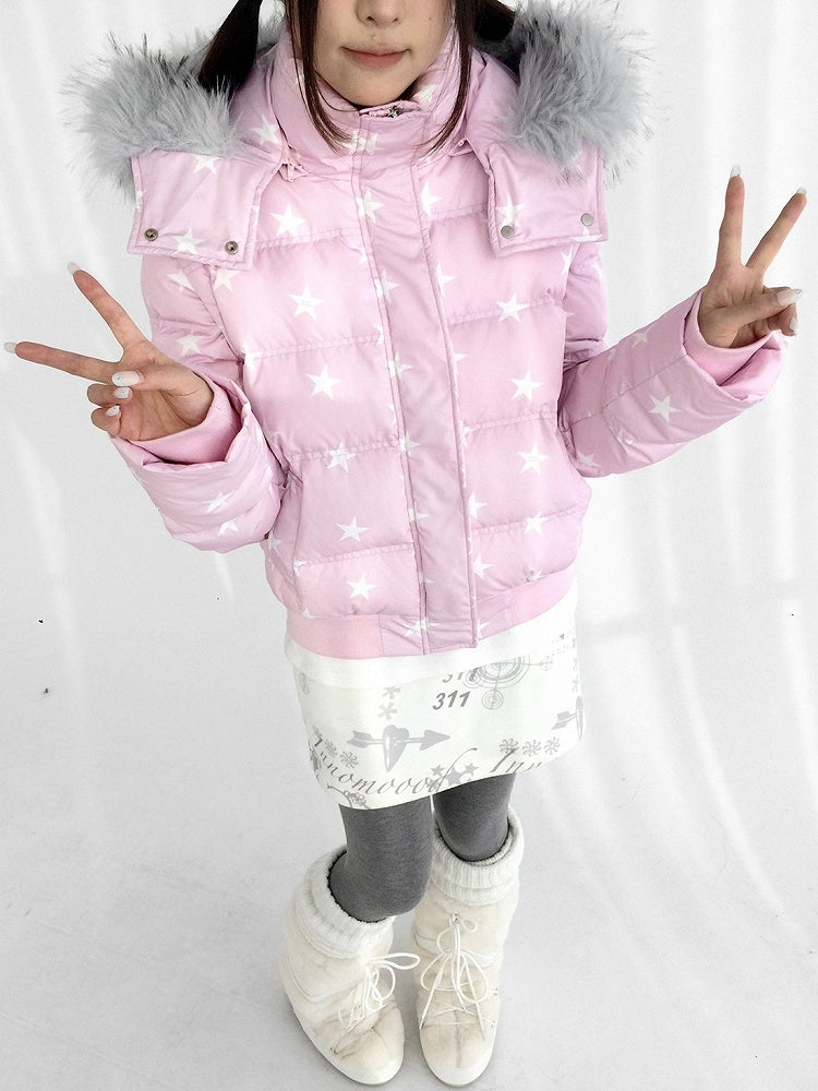 Detachable Jacket Trim Pink Daily Hood - Fur Hooded Winter Kawaii