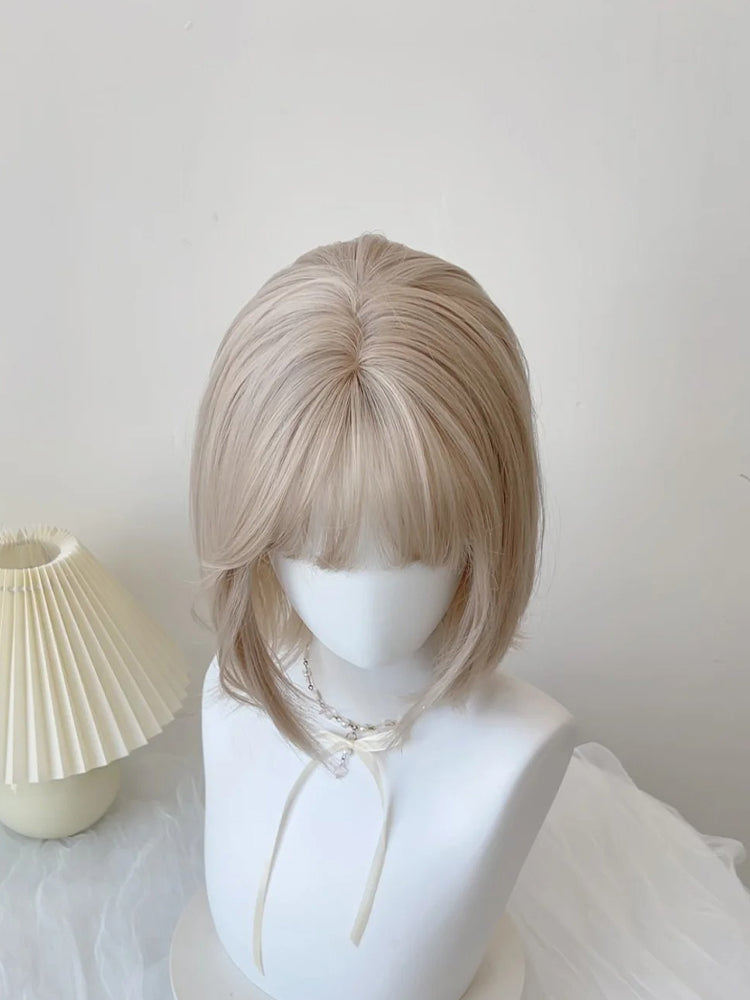 with Short Champagne Cut 35CM Straight Bangs Bob Wig