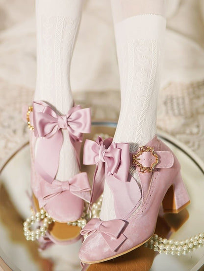 Bowknot High-heel Elegant in Shoes Lolita Details Pink