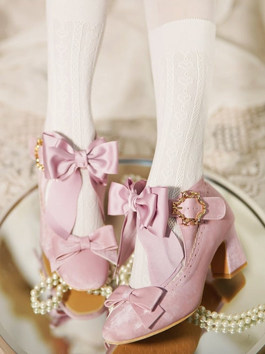 Bowknot High-heel Elegant in Shoes Lolita Details Pink