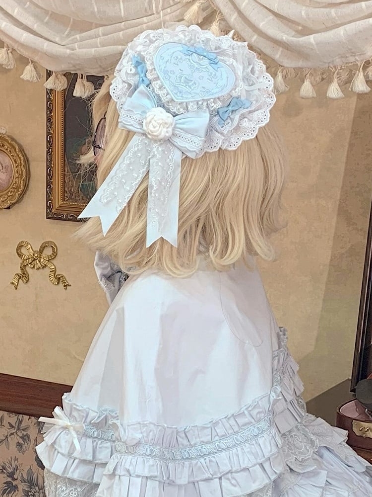 Rosa Wein / Herzförmiger Roter Mini Blau Beige Hut