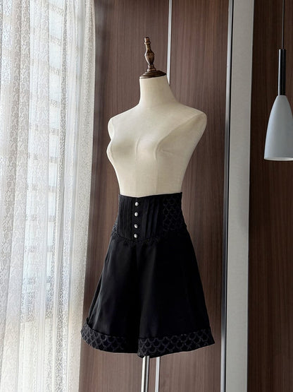 Lolita Boned Waist Corset Shorts Black Ouji High Belt Prince