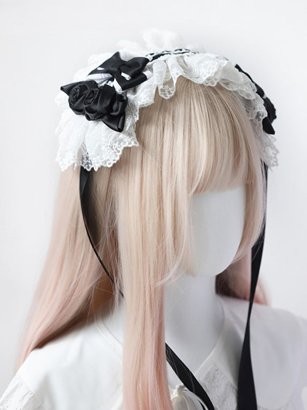 Lace Roses 4 Gothic and - Options Bows Color Hairband