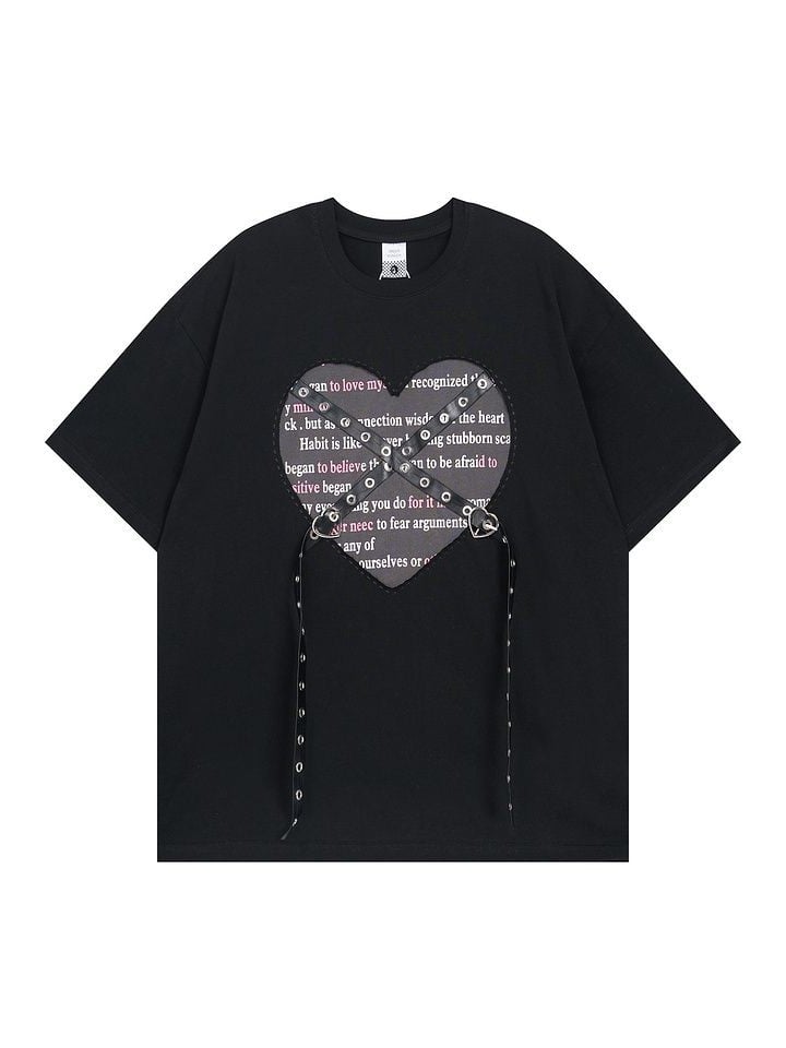 Straps + With Metal Grey Print Black Pleated Punk Top Red Buckle Heart Skirt Plaid