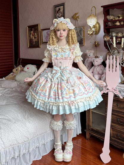 White Tulle Bow-Decorated Apron Lolita