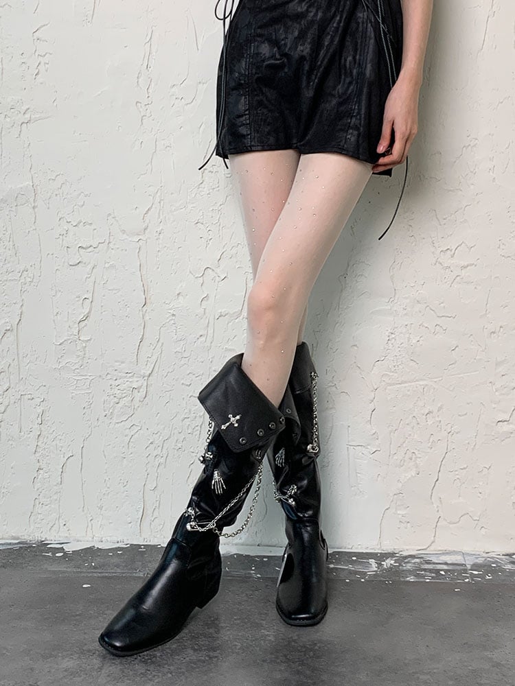 ホワイト ホワイト Y2K ラインストーン シアータイツ