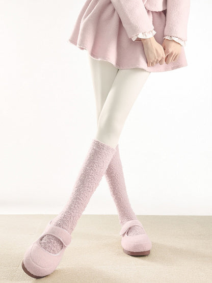 Calf 6-Color Fuzzy Socks Solid
