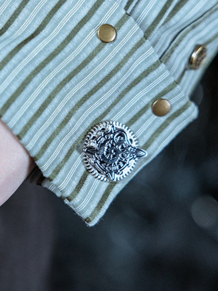 Gear Design Steampunk Cufflinks Silver Badge And