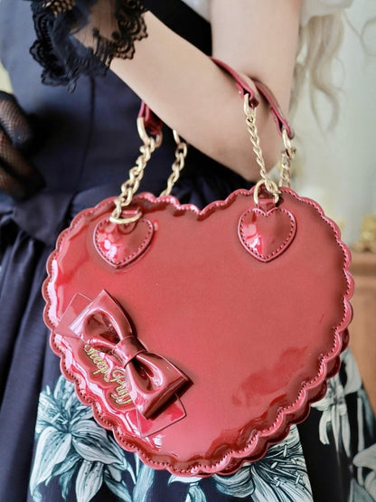Lolita Accent Red Zipper and Secure - Design Multi-Way Cookie for Bow Polished Bag with Heart