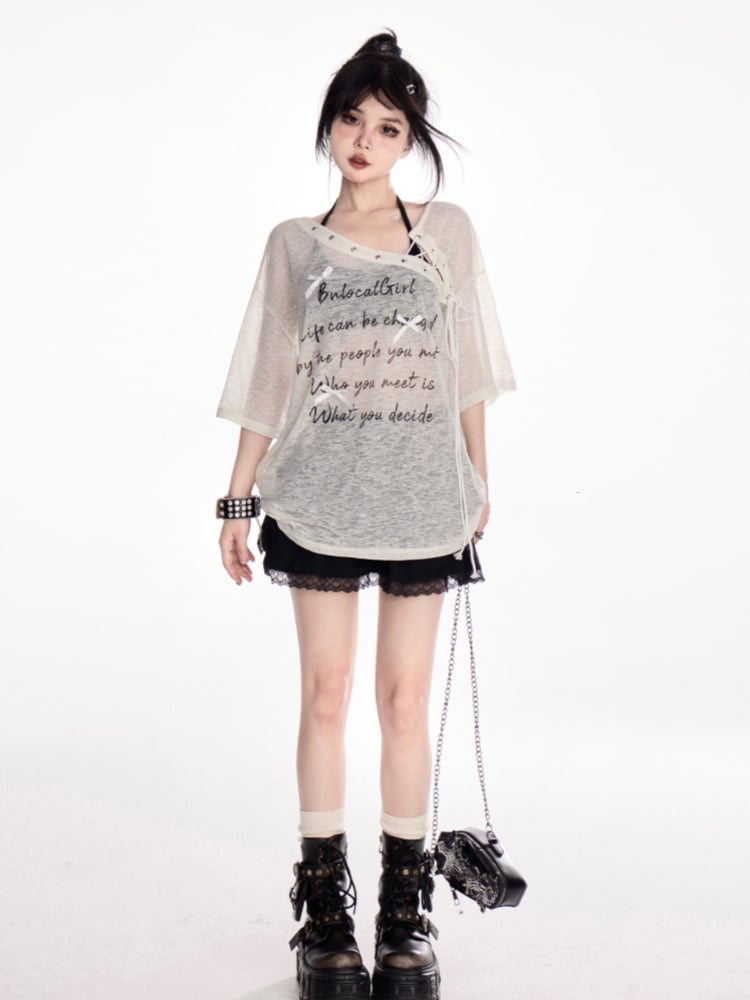 Leopard Pattern Buckle Straps Black Lace Trim Tiered Skirt