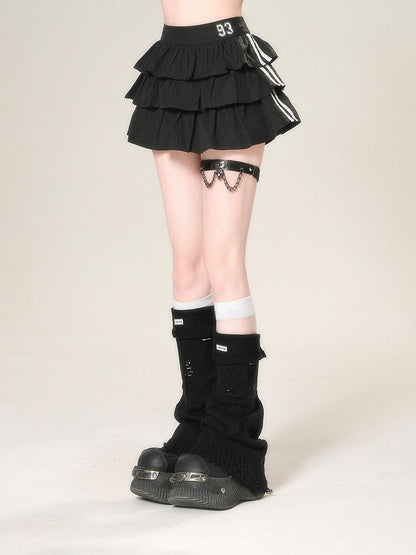 ティアードスカート ブラック グラマラス 裏地付き