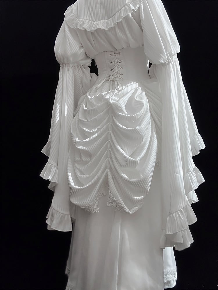 White Boned Corset Underbust Aristocrat Lolita Skirt - Puppet Mind Book