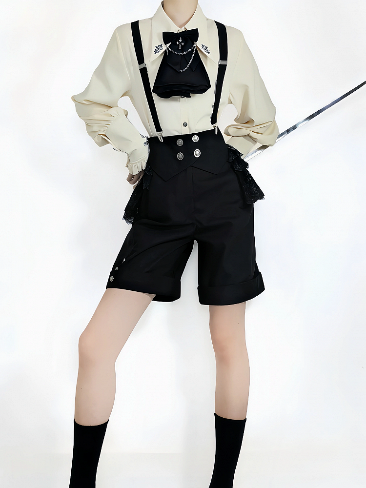 Shirt Embroidery Ouji Pointed Apricot Collar Fashion