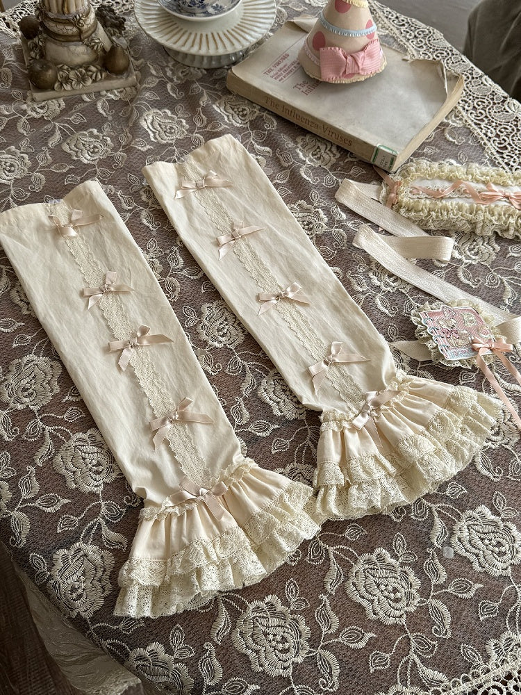Small Bows Decorated Detachable Beige Sleeves