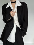Collar Unisex Notched Lolita Vintage Ouji Cuffs Blazer Black Button with