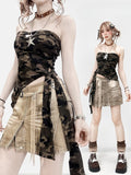 Bittersweet Asymmetrical Strap Self-tie Army Camo Green Pattern