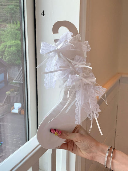 Bowknot Socken Lila/Schwarz/Rosa/Weiß/Grün/Spitze