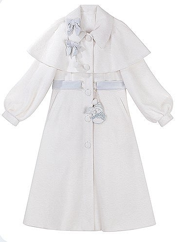 Embroidered Lolita Skirt Winter Set Snowman Blue White Coat Top Elegant + Knitted Castle