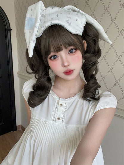 Brown Short Bob Cut Synthetic Wig With Double Ponytail Claw Clips