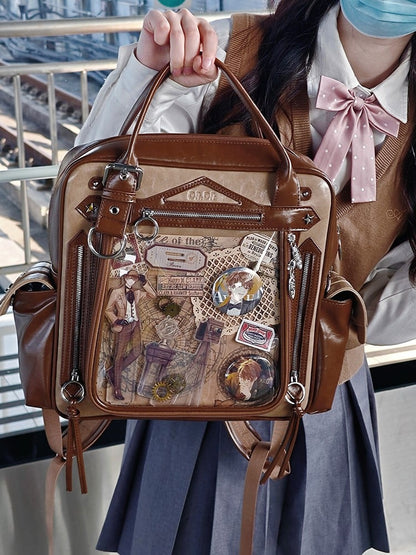 Capacity Kawaii Brown Style Ita Backpack Daily Large