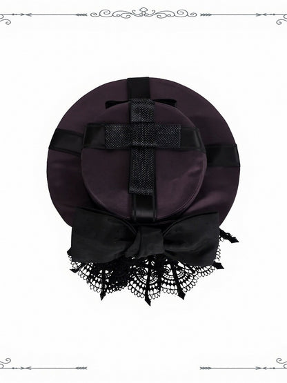 Gothic Accessory Bundle: Headband, Brooch, Bag, Mini Hat - iris de nuit