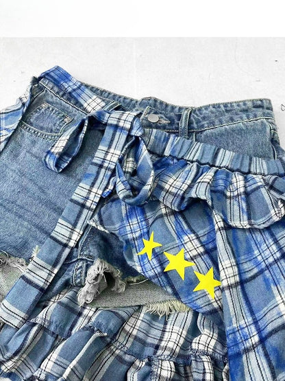 Print Pattern Y2K Plaid Blue Accessory Star