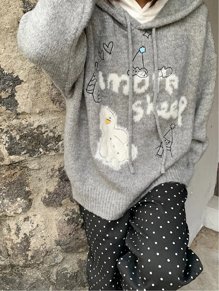 Hooded Gray Snowman Lettering with Sweater and Plush