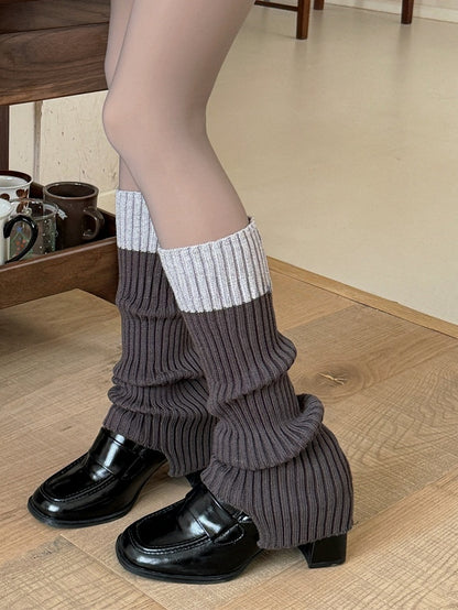 Gestrickte Beinwärmer in Weiß/Khaki/Dunkelblau/Dunkelgrau/Dunkelrot/Kaffee