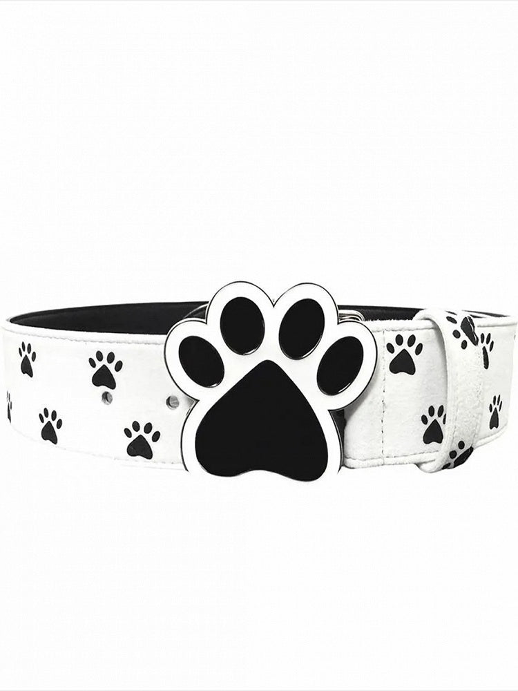 Y2K White Cat Paw Print Belt