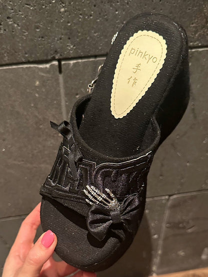 Punk Black Cross Goth Accents with Embellishment Bow Platforms