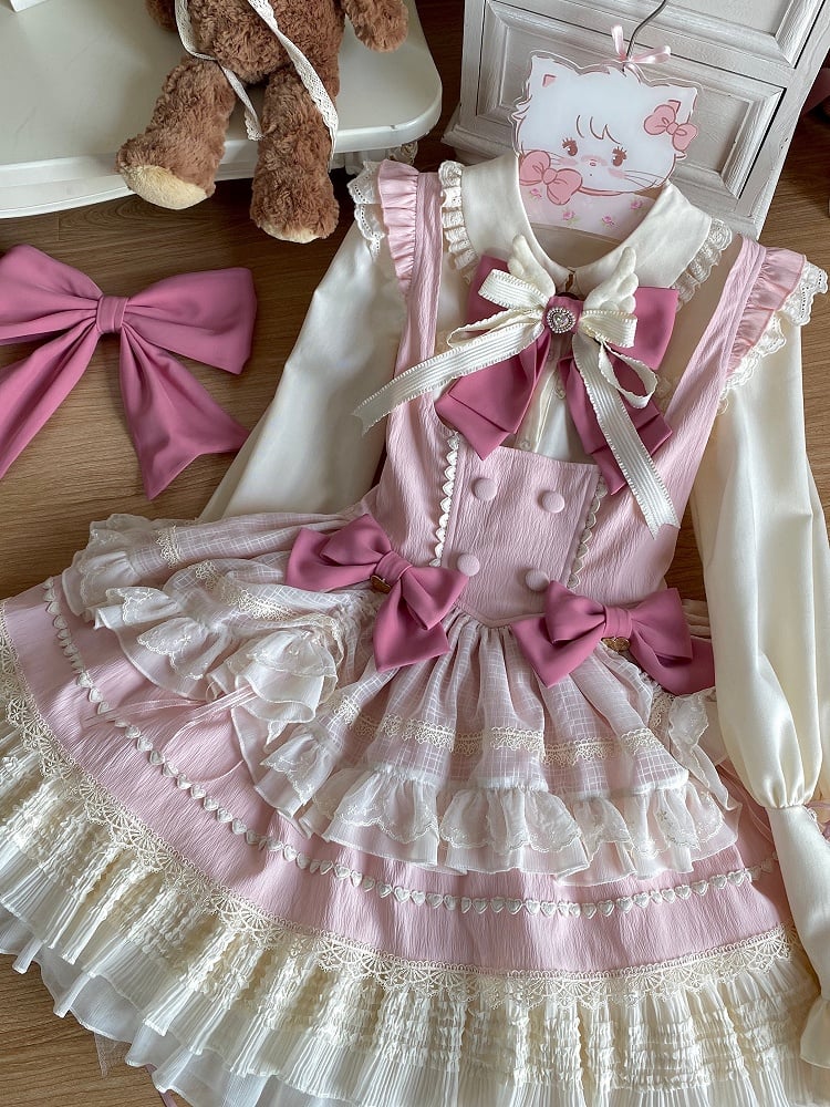 Pink Cardcaptor Sakura-Inspired Lolita Dress with Boned Underbust Waist