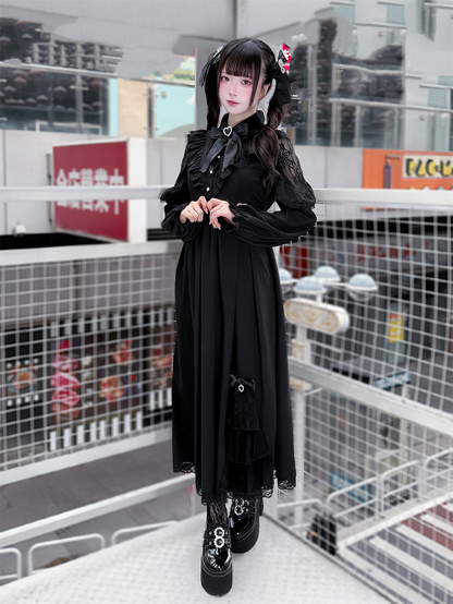 Kei Intricate Waist-Defining Black Clean Cutouts and Elegant Jirai with Dress Lace