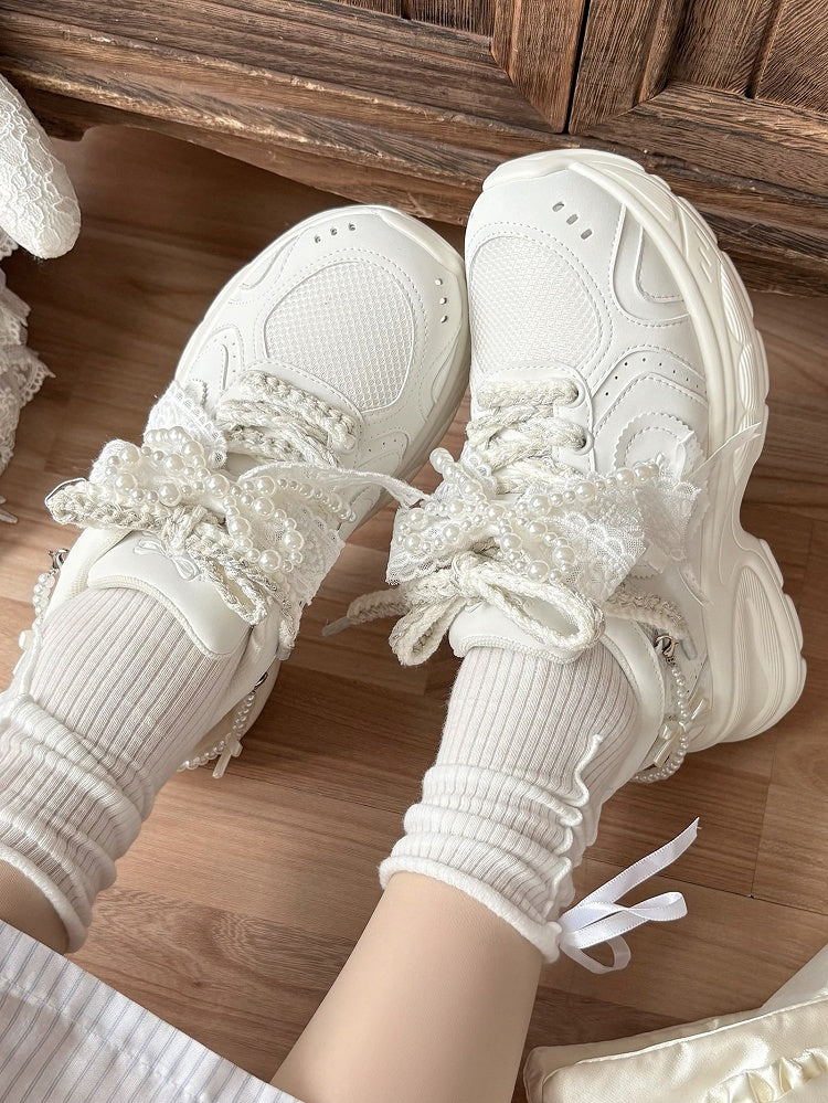 Bow Platform Sweet Lolita White - Details Sneakers