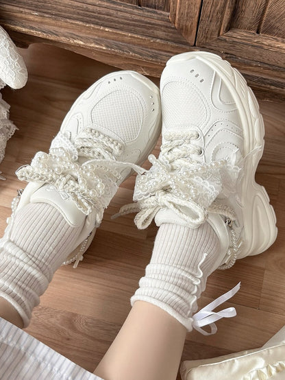 Bow Platform Sweet Lolita White - Details Sneakers