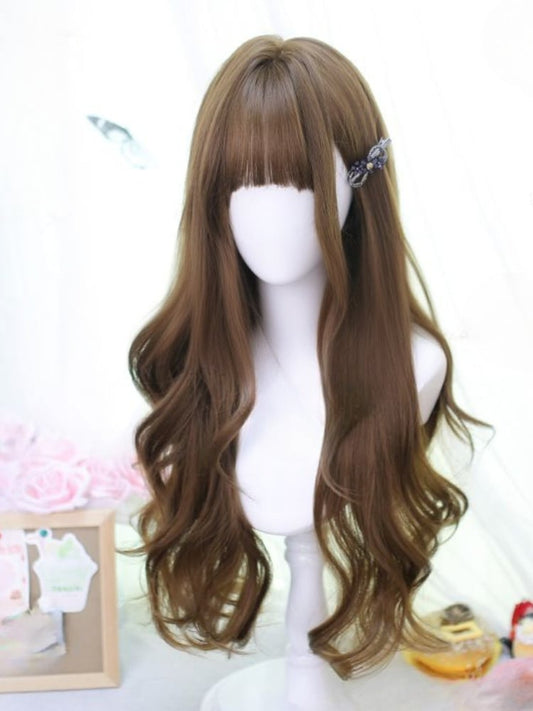 Under Bust Length Synthetic Wig with Bangs