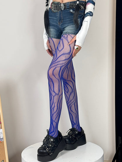 Tights Red/Blue/Red/Purple Gyaru Black/Rose Zebra-stripe Fashion