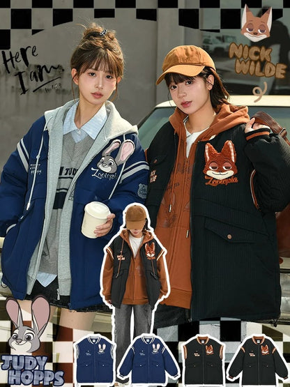 Zootopia Judy Applique Dark Blue Down Jacket Detachable Sleeves