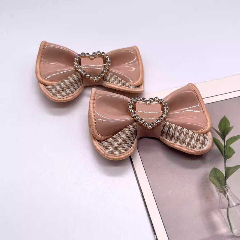 Glossy PU Leather Bow Shoe Clips - Lolita Shoe Accessories