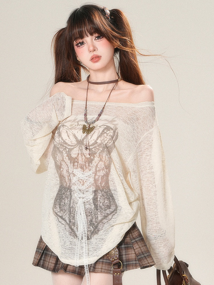 Glamorous Lange Ärmel zum Schnüren Top Detail Sonnengrün/Beige Schutz