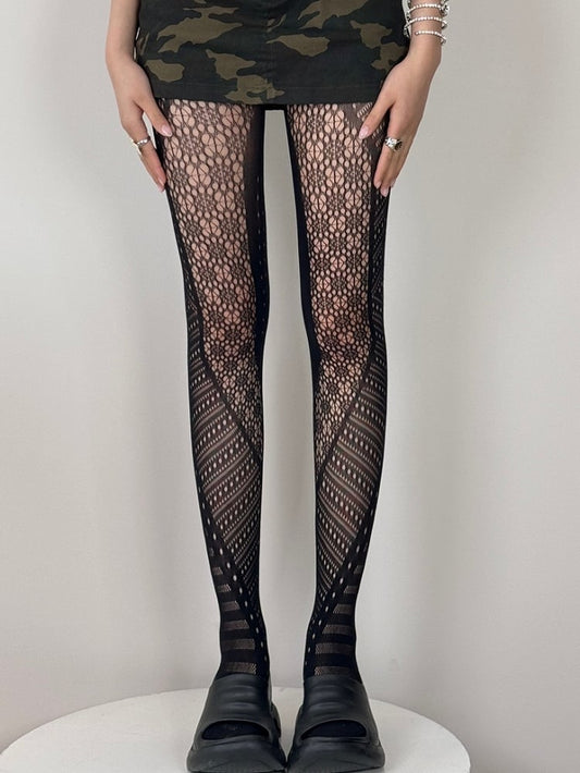Y2K Hollow-out Tights Black/White/Brown/Red